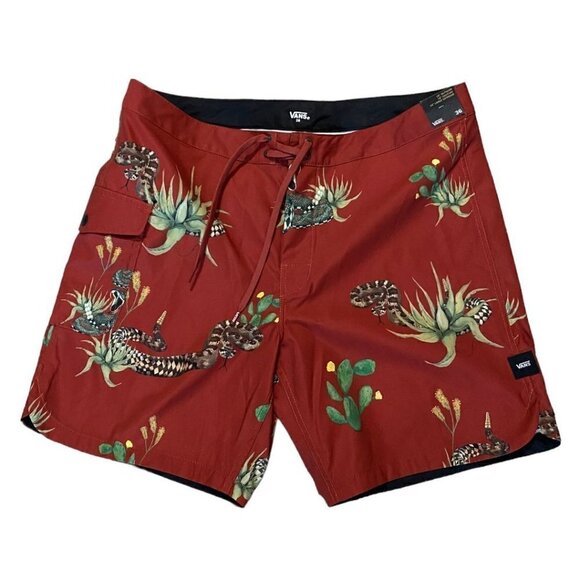 NWT VANS Mixed 18" Board Shorts Cargo Pocket Desert Nature Print Sz 34 NEW $55 - Picture 2 of 9